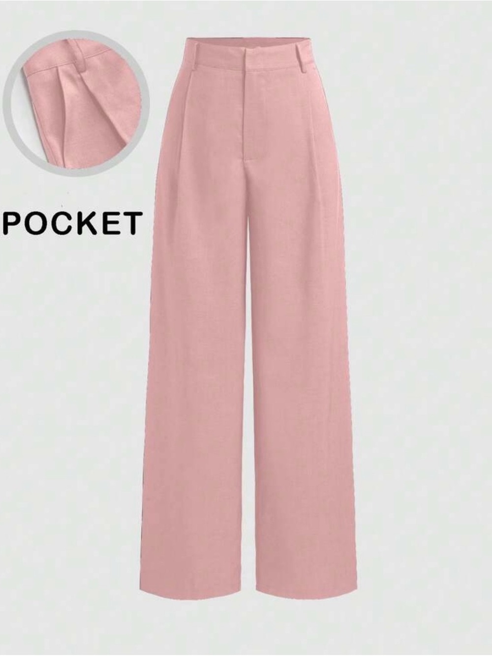 SHEIN Blush Pink High-Waist Wide-Leg Pants